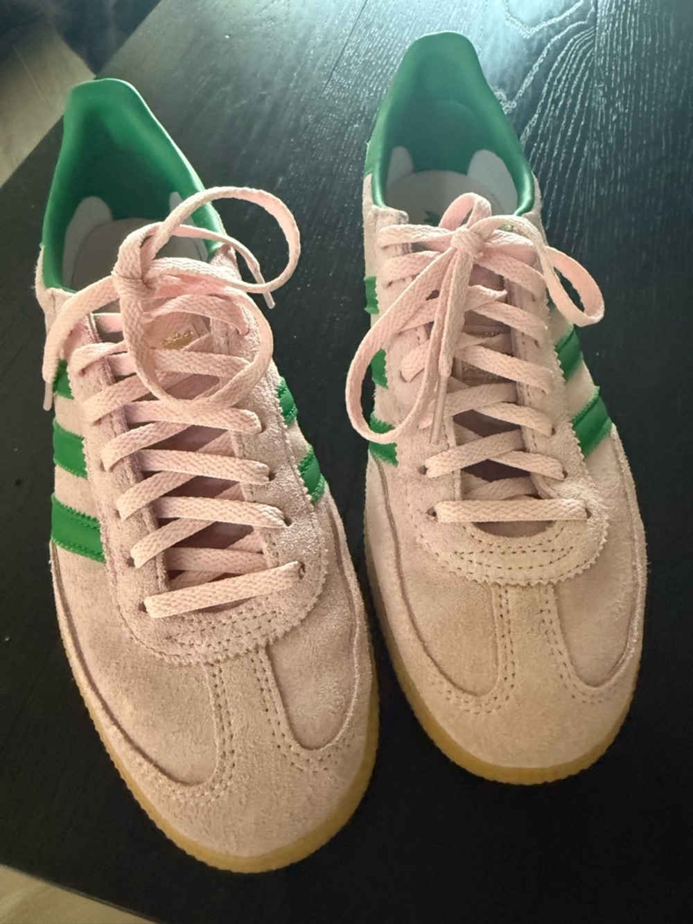 Adidas Pink and Green Suede Women's Sleek Sneakers